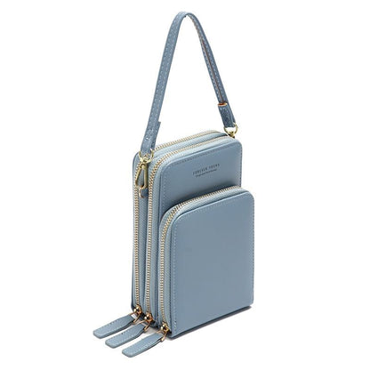 Women Pu Mobile Phone Shoulder Bag Large Capacity - Dark Blue