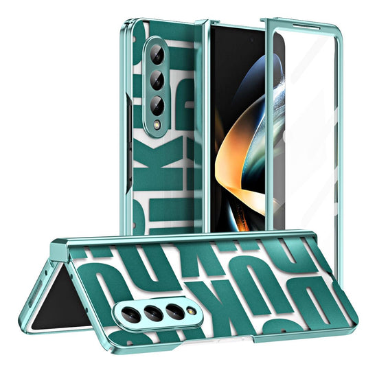 Foldable Electroplated Phone Case for Samsung Galaxy z Fold 4 5g with Hinge - Green