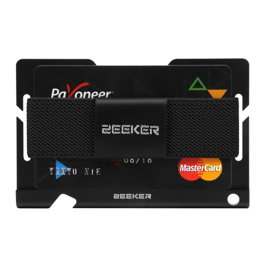 Multi Function Aluminum Card Holder For Men & Women Elastic Band Wallet - Black