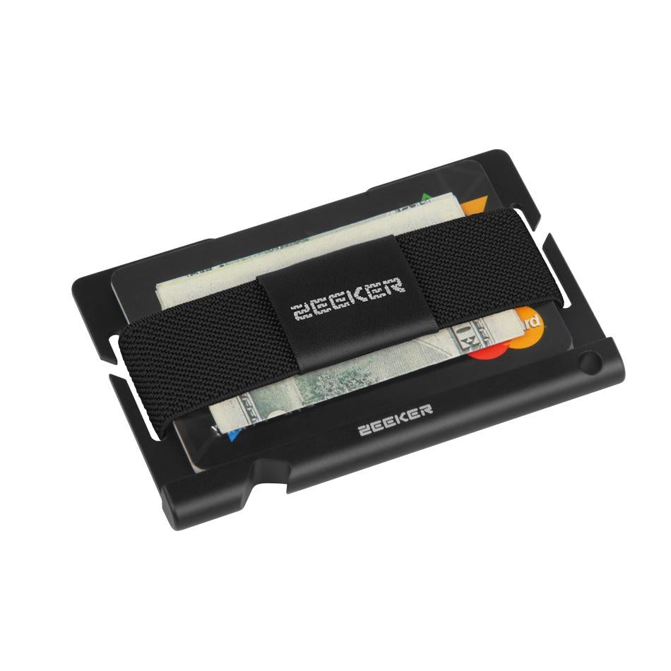 Multi Function Aluminum Card Holder For Men & Women Elastic Band Wallet - Black