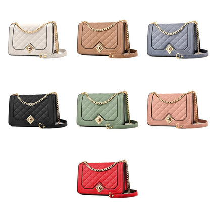 Chic One Shoulder Chain Bag With Diagonal Rhombus Design - Pink
