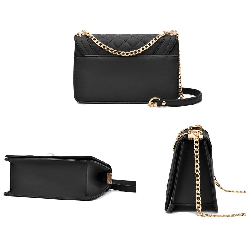 Chic One Shoulder Chain Bag With Diagonal Rhombus Design - Pink