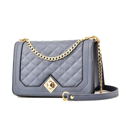 Chic One Shoulder Chain Bag With Diagonal Rhombus Design - Pink
