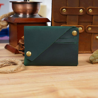 Leather Card Holder For Bank Cards Black - Ink Green
