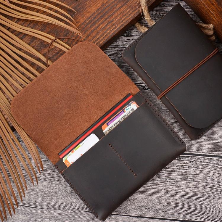 Retro Passport Wallet For Travel Crazy Horse Skin - Coffee