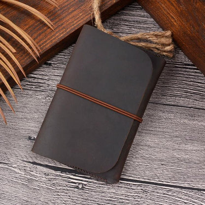 Retro Passport Wallet For Travel Crazy Horse Skin - Coffee