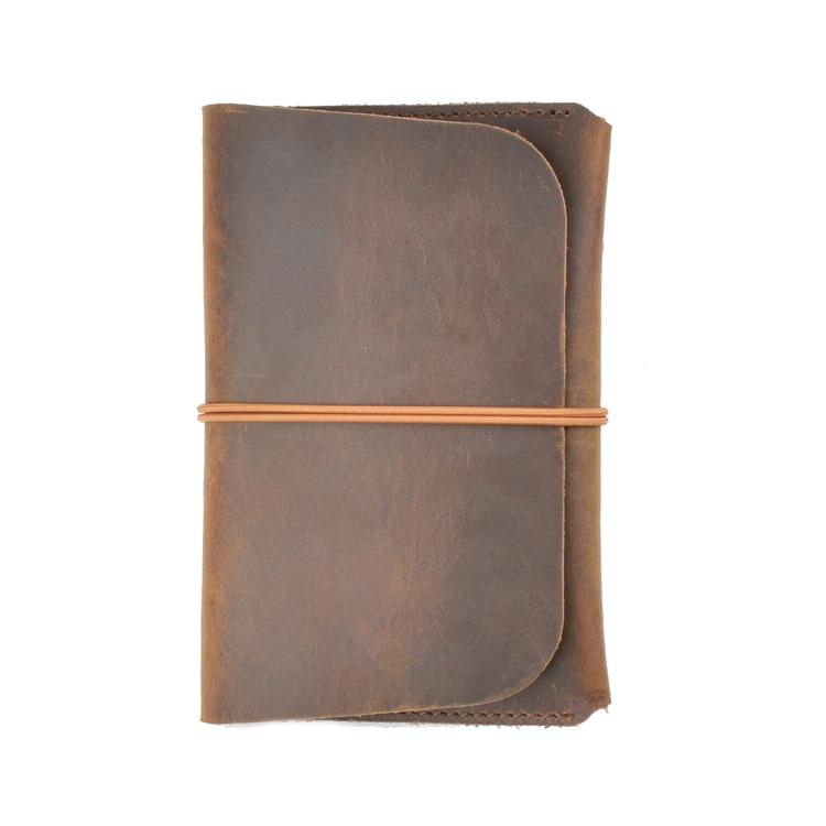 Retro Passport Wallet For Travel Crazy Horse Skin - Coffee