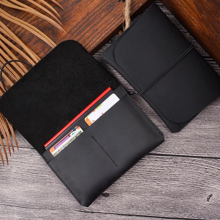 Retro Passport Wallet For Travel Crazy Horse Skin - Coffee