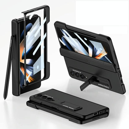 Foldable Phone Case with Magnetic Closure and Pen Slot for Samsung Galaxy z Fold 4 - Compact and Convenient - Grey