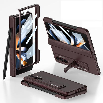 Foldable Phone Case with Magnetic Closure and Pen Slot for Samsung Galaxy z Fold 4 - Compact and Convenient - Grey