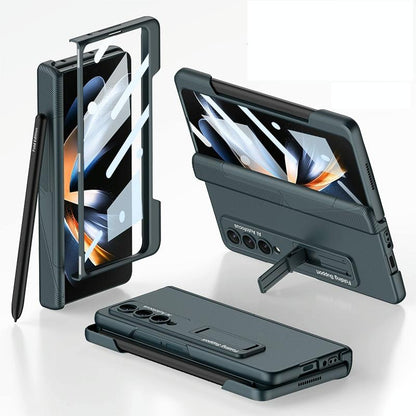 Foldable Phone Case with Magnetic Closure and Pen Slot for Samsung Galaxy z Fold 4 - Compact and Convenient - Grey