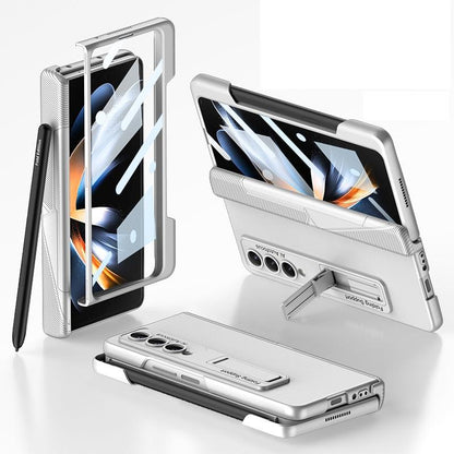 Foldable Phone Case with Magnetic Closure and Pen Slot for Samsung Galaxy z Fold 4 - Compact and Convenient - Grey