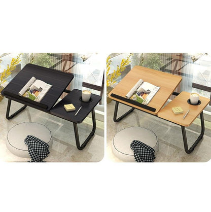 Adjustable Folding Laptop Desk with Cup Holder - Four-speed Lifting Table for Dorms - Aurora White