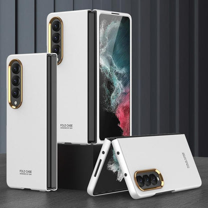 For Samsung Galaxy Z Fold4 5G Electroplating Lens Frame Case - Ultra Thin - Brown