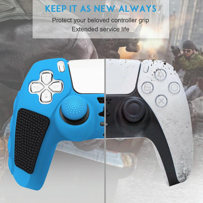 Silicone Gamepad Protective Case for Sony Ps5 with Splicing Design and Rocker Caps - Purple Black