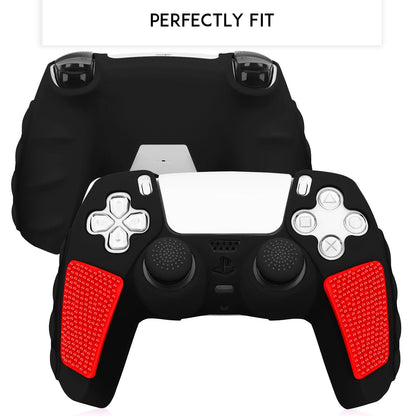 Silicone Gamepad Protective Case for Sony Ps5 with Splicing Design and Rocker Caps - Purple Black