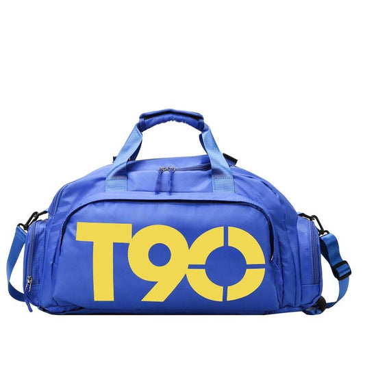 Large Capacity Sports Bag With Wet / Dry Separation - Blue Yellow