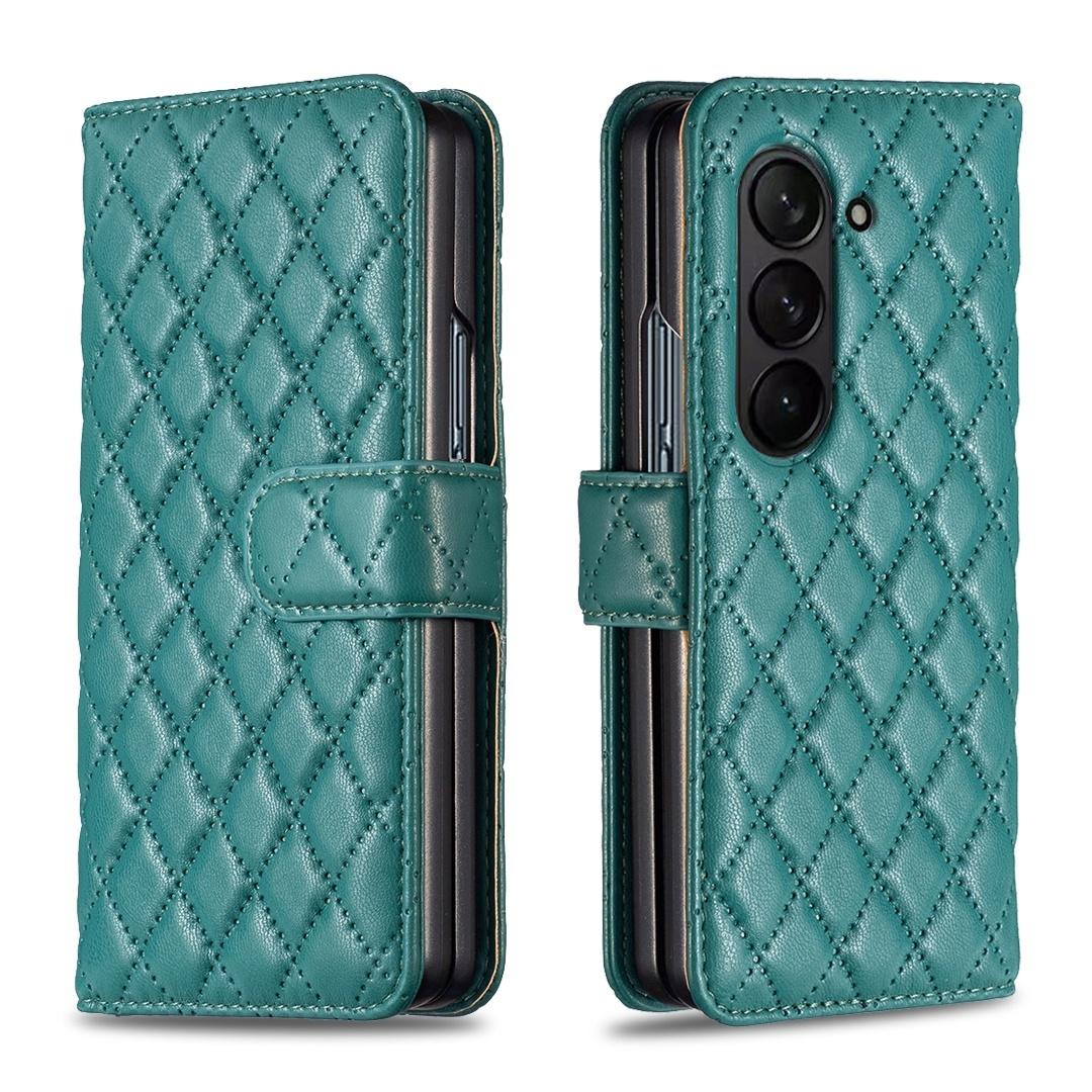 For Samsung Galaxy Z Fold4 5G Samsung Fold 4 Diamond Lattice Wallet Case - Sleek And Stylish - Blue