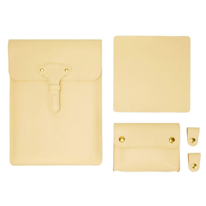 3-in-1 Waterproof Leather Laptop Liner Bag - 13 Inches - Avocado Green