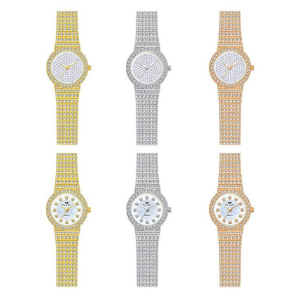Starry Diamond Chain Women Wrist Watch - Golden Scale Surface