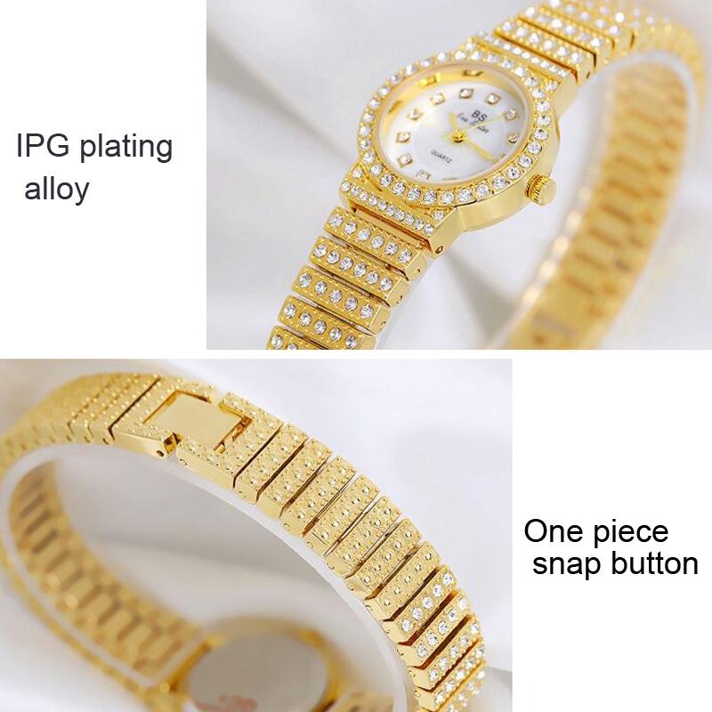 Starry Diamond Chain Women Wrist Watch - Golden Scale Surface