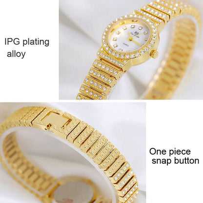 Starry Diamond Chain Women Wrist Watch - Golden Scale Surface