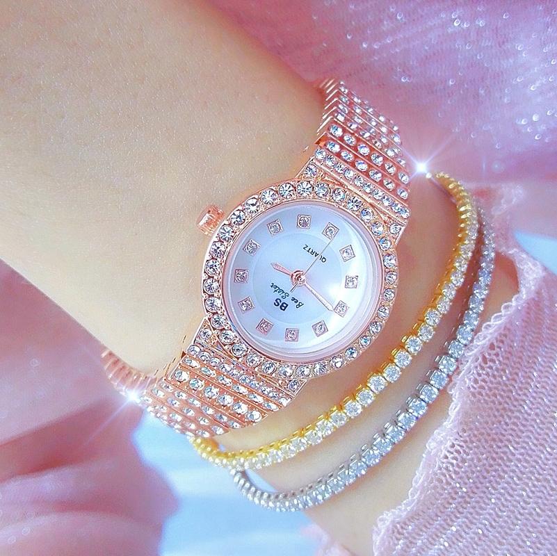 Starry Diamond Chain Women Wrist Watch - Golden Scale Surface