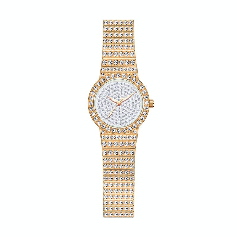 Starry Diamond Chain Women Wrist Watch - Golden Scale Surface