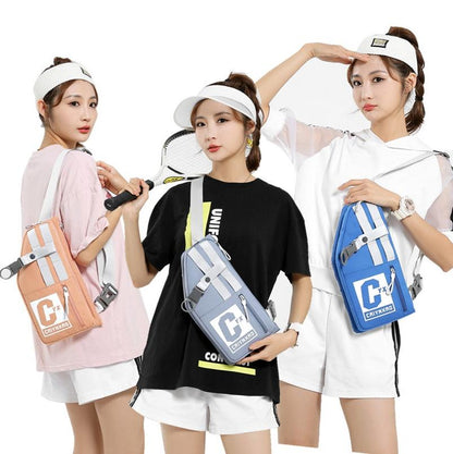Large Sports Shoulder Bag With Multiple Pockets 2502 - Light Blue