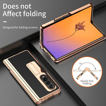Premium Litchi Leather Hinged Phone Case for Samsung Galaxy z Fold 4 - with Pen - White