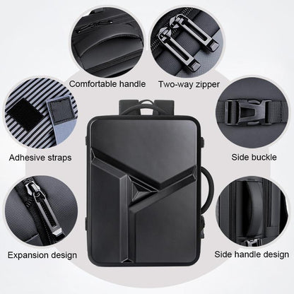 Waterproof Expandable Hard Shell Backpack with Usb Charging - Large Capacity Black - 162 Light Gray