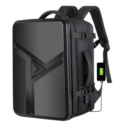 Waterproof Expandable Hard Shell Backpack with Usb Charging - Large Capacity Black - 162 Light Gray