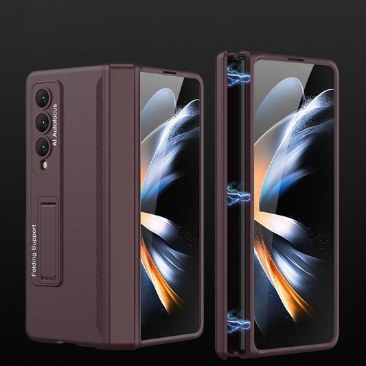 Foldable Magnetic Hinged Case for Samsung Galaxy z Fold 4 - Wine Red