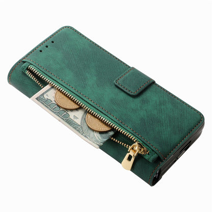 Vintage Magnetic Wallet Case for Samsung Galaxy z Fold 4 - Zipper Closure - Pink