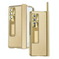Shockproof Magnetic Litchi Pattern Phone Case for Samsung Galaxy z Fold 4 - Champagne Gold