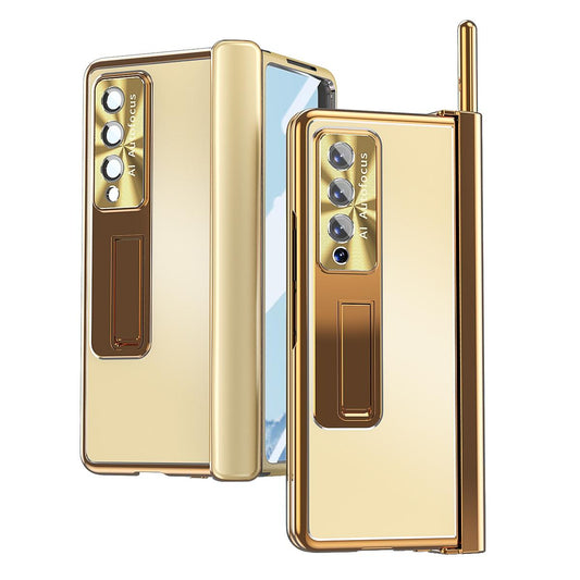 Shockproof Aluminum Double Hinge Case for Samsung Galaxy z Fold 4 - Champagne Gold