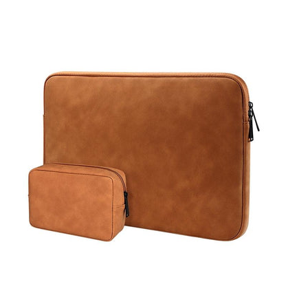 Lightweight Waterproof Lambskin Laptop Sleeve - Fits 14.1-15.4 Inches - Deep Gray With Bag