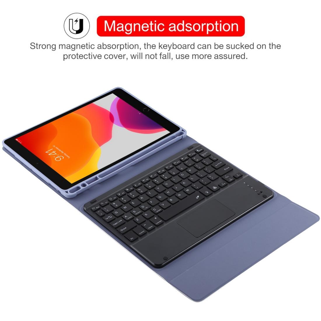Bluetooth Tablet Case For Ipad 10.2 / Ipad Air 2019 With Touch Pad & Backlight & Pen Holder - Detachable Microfiber Leather - Pink