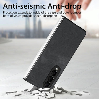 Vintage Leather Fold Case for Samsung Galaxy z Fold 4 - Brown