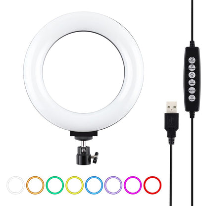 10 Mode Usb Led Ring Light with Tripod and Ball Head - 6.2 Inch Diameter - Pink