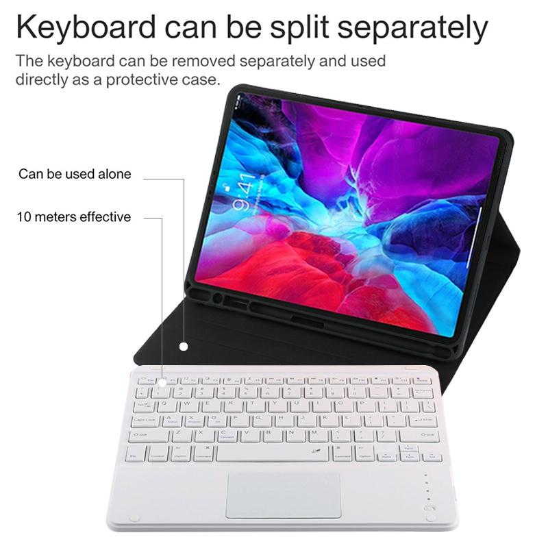 Bluetooth Tablet Case For Ipad Pro 11 With Touchpad & Pen Slot - Detachable Microfiber Leather - Pink