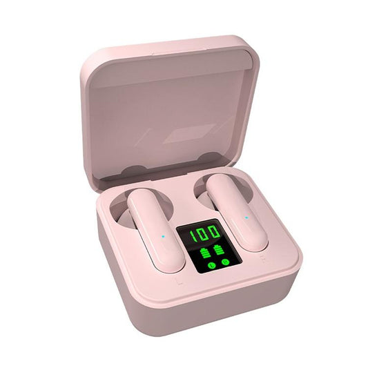 Digital Display Sports Bluetooth Earphones - Semi-in-ear - Ete-16 Tws - Pink