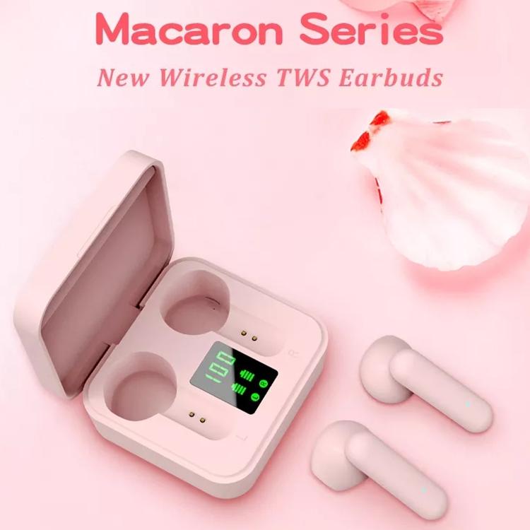 Digital Display Sports Bluetooth Earphones - Semi-in-ear - Ete-16 Tws - Pink