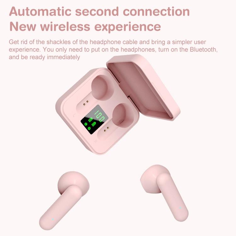 Digital Display Sports Bluetooth Earphones - Semi-in-ear - Ete-16 Tws - Pink