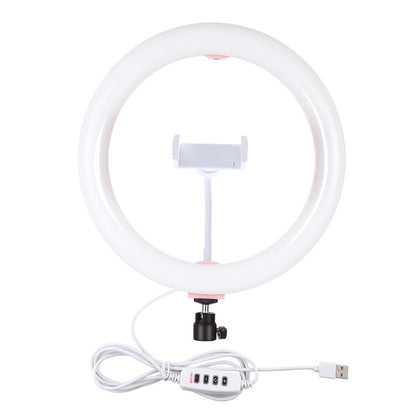 26cm Usb 3 Modes Dimmable Led Ring Light with Phone Clamp - Pink