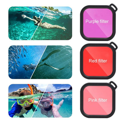 Waterproof Case for Gopro Hero8 with Touch Back Cover and Colour Lens Filter - 45m - Pink