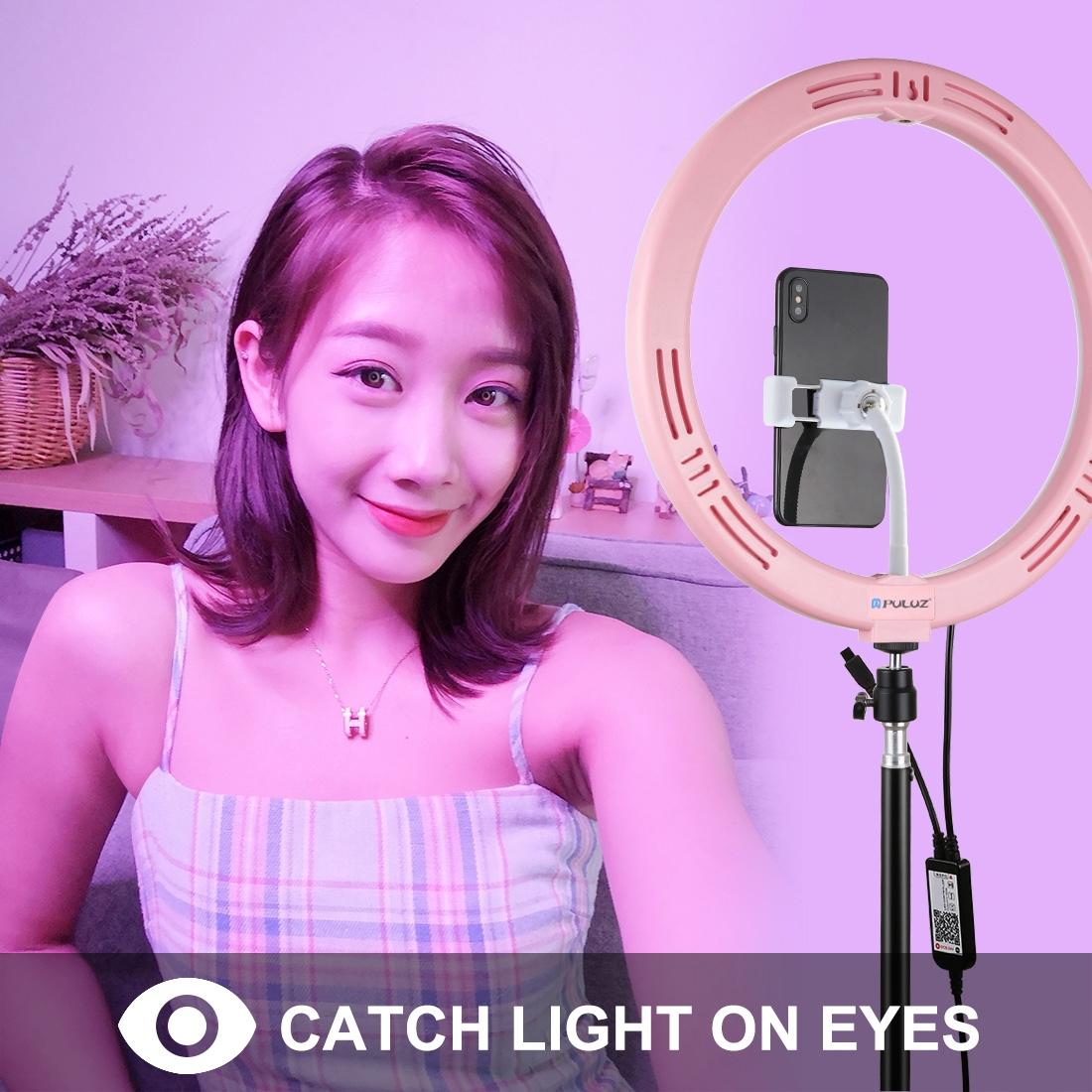 11.8 Dual-temp Led Ring Light with Tripod & Remote - Pink