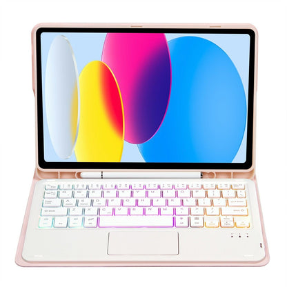 2022 Ipad 10.9 Lambskin Keyboard Case With Backlight & Pen Slot - Pink