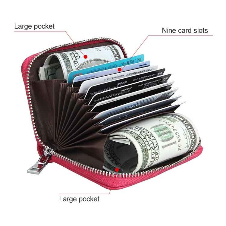 Anti-magnetic Rfid Leather Zip Wallet - Zipper Closure - Pink