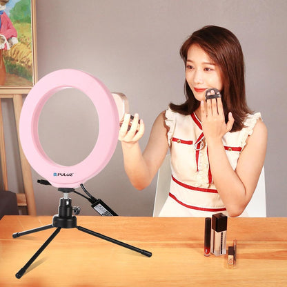 Dimmable 6.2 Usb Rgbw Led Ring Light with Cold Shoe Tripod & Remote - Pink